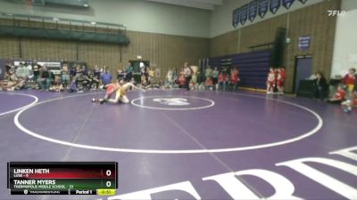 100 lbs Round 4 (6 Team) - Tanner Myers, Thermopolis Middle School vs Linken Heth, Lusk