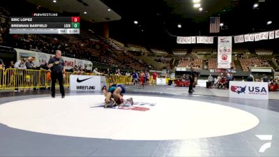 Cadet Boys Lower - 120 lbs Champ. Round 1 - Eric Lopez vs Brennan Barfield, La Costa Canyon High School Wrestling