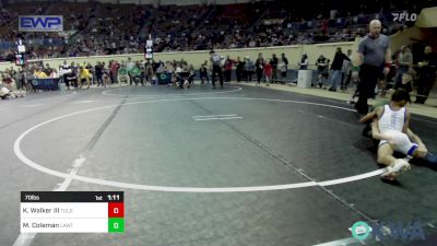 70 lbs Round Of 16 - Kirk Walker III, Tulsa Blue T Panthers vs Mason Coleman, Lawton Legends Youth Wrestling