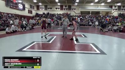 96-100 lbs 1st Place Match - Noah Bonert, Drexler Middle School vs Hoyt Washburn, Independence