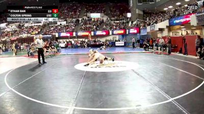 AA - 110 lbs Cons. Round 1 - Ethan Ban, Billings Senior High School vs Colton Spring, Great Falls / MSDB