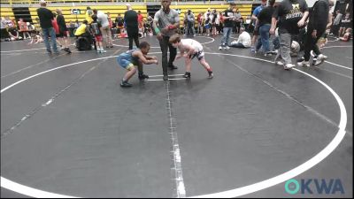 90 lbs Rr Rnd 1 - Waylen Higbee, Morrison Takedown Club vs Rayden Lane, Midwest City Bombers Youth Wrestling Club