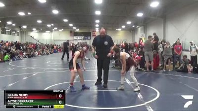 86 lbs Cons. Round 2 - Alyse Dekraker, Grandville WC vs Geada Nehm, Hook And Catch WC