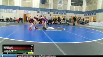 132 lbs Round 1 (4 Team) - Colton Gipson, Brownsburg vs Jared Cox, East Central