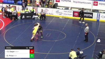 252 lbs Quarterfinal - David Sager, Southmoreland vs Denairo Price, Kiski