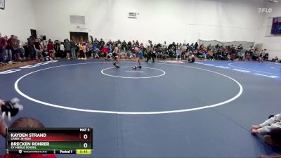 84-86 lbs Round 1 - Kayden Strand, Carey Jr High vs Brecken Rohrer, CY Middle School