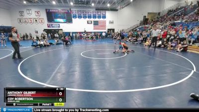 80 lbs 1st Place Match - Coy Robertson, Wheatland vs Anthony Gilbert, Laramie Middle School