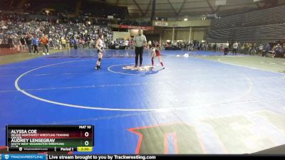 87 lbs Quarterfinal - Audrey Lensegrav, South West Washington Wrestling Club vs Alyssa Coe, Inland Northwest Wrestling Training Center