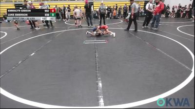 52 lbs Consi Of 4 - Emmalyn Gibson, Wolfpak Wrestling vs Luke Emerson, Hennessey Takedown Club