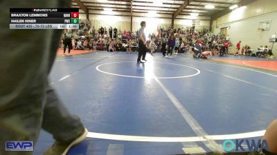 70-75 lbs Semifinal - Braxton Lemmons, Barnsdall Youth Wrestling vs Hailen Hiner, Pawnee Wrestling Club