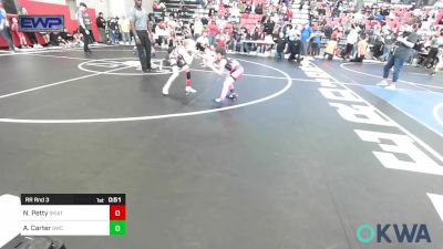 54 lbs Rr Rnd 3 - Nevalee Petty, Skiatook Youth Wrestling vs Arya Carter, Bartlesville Wrestling Club