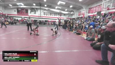 65 lbs Semifinal - William Viles, Odessa Youth Wrestling vs Bellany Dowdy, Excelsior Springs