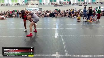 157 lbs Round 3 (6 Team) - Kawayarn Vasquez, Beebe Trained Blue vs Sebastian Crow, Finger Lakes Elite