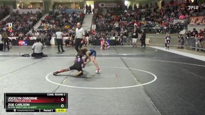 55 lbs Cons. Round 2 - Zoe Carlson, SlyFox Wrestling Academy vs Jocelyn Osborne, Piper Wrestling Club