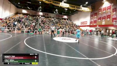 150 lbs Champ. Round 1 - Monty Tso, Wyoming Indian Middle School vs Colt Wall, Lander Middle School