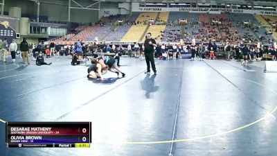 191 lbs Placement Matches (16 Team) - Olivia Brown, Grand View vs Desarae Matheny, Southern Oregon University