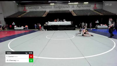 130 lbs Semifinal - Travis Cowan, Rockmart Takedown Club vs Samuel Cherney, The Storm Wrestling Center