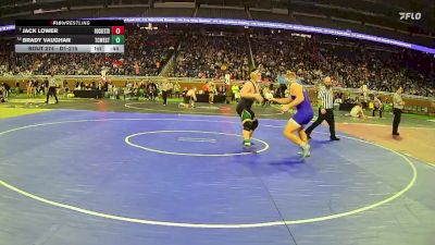 D1-215 lbs Cons. Round 2 - Brady Vaughan, Traverse City West HS vs Jack Lower, Rochester HS