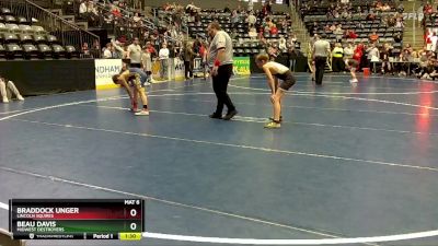 90 lbs Cons. Round 1 - Beau Davis, Midwest Destroyers vs Braddock Unger, Lincoln Squires