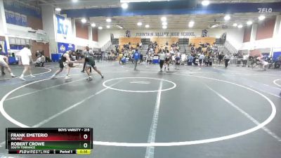 215 lbs Cons. Round 4 - Robert Crowe, South Torrance vs Frank Emeterio, Walnut