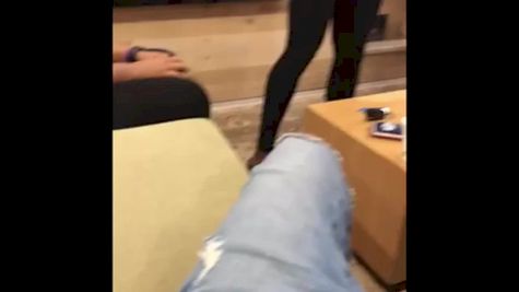 Janelle Perry Gives Darroneshia Lott Her Division II Championship Trophy