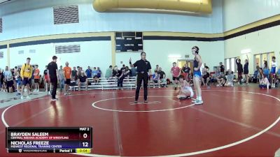 100 lbs Semifinal - Brayden Saleem, Central Indiana Academy Of Wrestling vs Nicholas Freeze, Midwest Regional Training Center