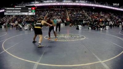 2A 215 lbs Champ. Round 1 - Joseph Spencer, Manteo High School vs Jonathan Zarate, Forbush