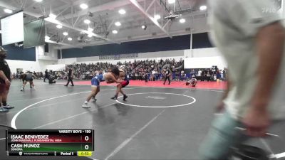 150 lbs Cons. Round 2 - Isaac Benivedez, John Marshall Fundamental High vs Cash Munoz, Sonora