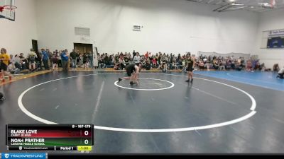 167-179 lbs Round 1 - Noah Prather, Laramie Middle School vs Blake Love, Carey Jr High