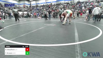 140 lbs Final - Rielon Woodford, Clinton Youth Wrestling vs Tyler Bryson, Harrah Little League Wrestling