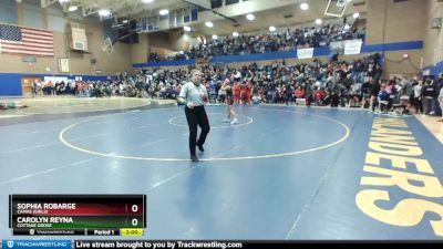 125lbs Champ. Round 1 - Carolyn Reyna, Cottage Grove vs Sophia Robarge, Camas (Girls)