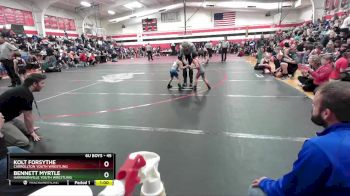 45 lbs Cons. Round 2 - Bennett Myrtle, Harrisonville Youth Wrestling vs Kolt Forsythe, Carrollton Youth Wrestling