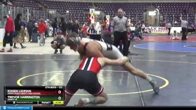 172 lbs Cons. Semi - Kohen Lehman, North Penn Liberty High School vs Trevor Harrington, Sidney HS