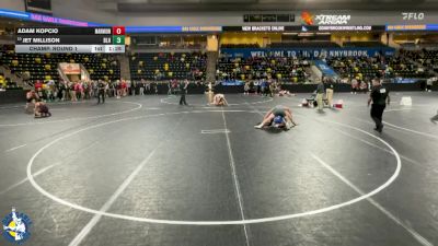 144 lbs Champ. Round 1 - Adam Kopcio, Aurora (Marmion Academy) vs Jet Millison, Basehor-Linwood HS