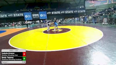 120 lbs Quarters - Isabela Alvarez, Mukilteo Wrestling Club vs Emily Tadema, Redmond Wrestling Academy