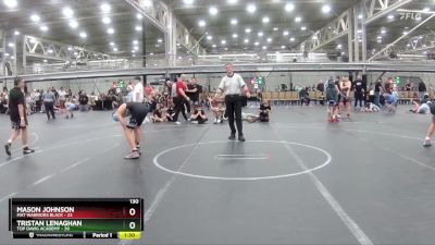 130 lbs Round 1 (4 Team) - Mason Johnson, Mat Warriors Black vs Tristan Lenaghan, Top Dawg Academy