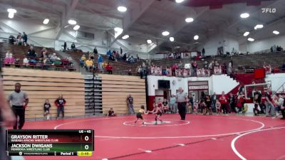 45 lbs Quarterfinal - Grayson Ritter, Wabash Apache Wrestling Club vs Jackson Dwigans, Monrovia Wrestling Club