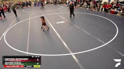 40-44 lbs Cons. Semi - Lightning Whiterabbit, Coon Rapids Mat Bandits vs Grayson Guelig, Edina Wrestling Association