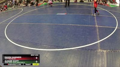 87 lbs Cons. Round 2 - Mason Sandness, Team Prestige WC vs Gunner Scott, Snake River Youth Wrestling Cl