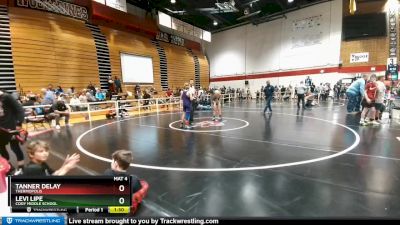 120 lbs 1st Place Match - Tanner Delay, Thermopolis vs Levi Lipe, Cody Middle School