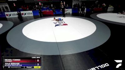 59 lbs Cons. Semi - Nicholi Torres, California vs Titus Bernabe, Dethrone Wrestling Club