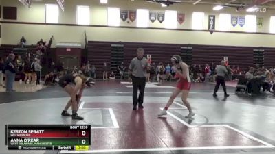 125 lbs Cons. Round 3 - Anna O`Rear, West Delaware, Manchester vs Keston Spratt, Williamsburg