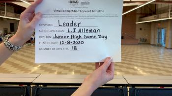 Alleman Middle School [Game Day Cheer - Junior High/Middle School] 2020 UCA Louisiana Virtual Regional