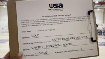 Notre Dame High School [Varsity - Song/Pom - Novice] 2022 USA Virtual Spirit Regional II