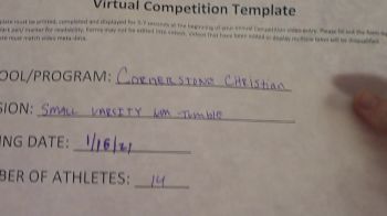 Cornerstone Christian School [Small Varsity Non Tumble] 2021 UCA January Virtual Challenge