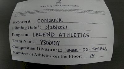 Legend Athletics - Prodigy [L1 Junior - D2 - Small - B] 2021 Varsity All Star Winter Virtual Competition Series: Event V