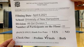 University of New Hampshire [Virtual All-Girl Division I Finals] 2021 NCA & NDA Collegiate Cheer & Dance Championship