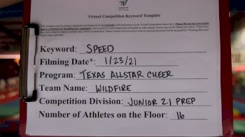 Texas Allstar Cheer and Dance - Wildfire [L2.1 Junior - PREP] 2021 Varsity All Star Winter Virtual Competition Series: Event I