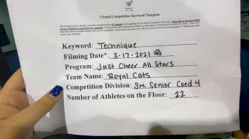 Just Cheer All Stars - Royal Cats [Senior Coed 4] 2021 Varsity All Star Winter Virtual Competition Series: Event IV