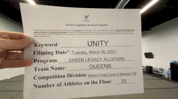 Cheer Legacy Allstars - Queens [L4 Senior Coed - D2 - Medium] 2021 Mid Atlantic Virtual Championship